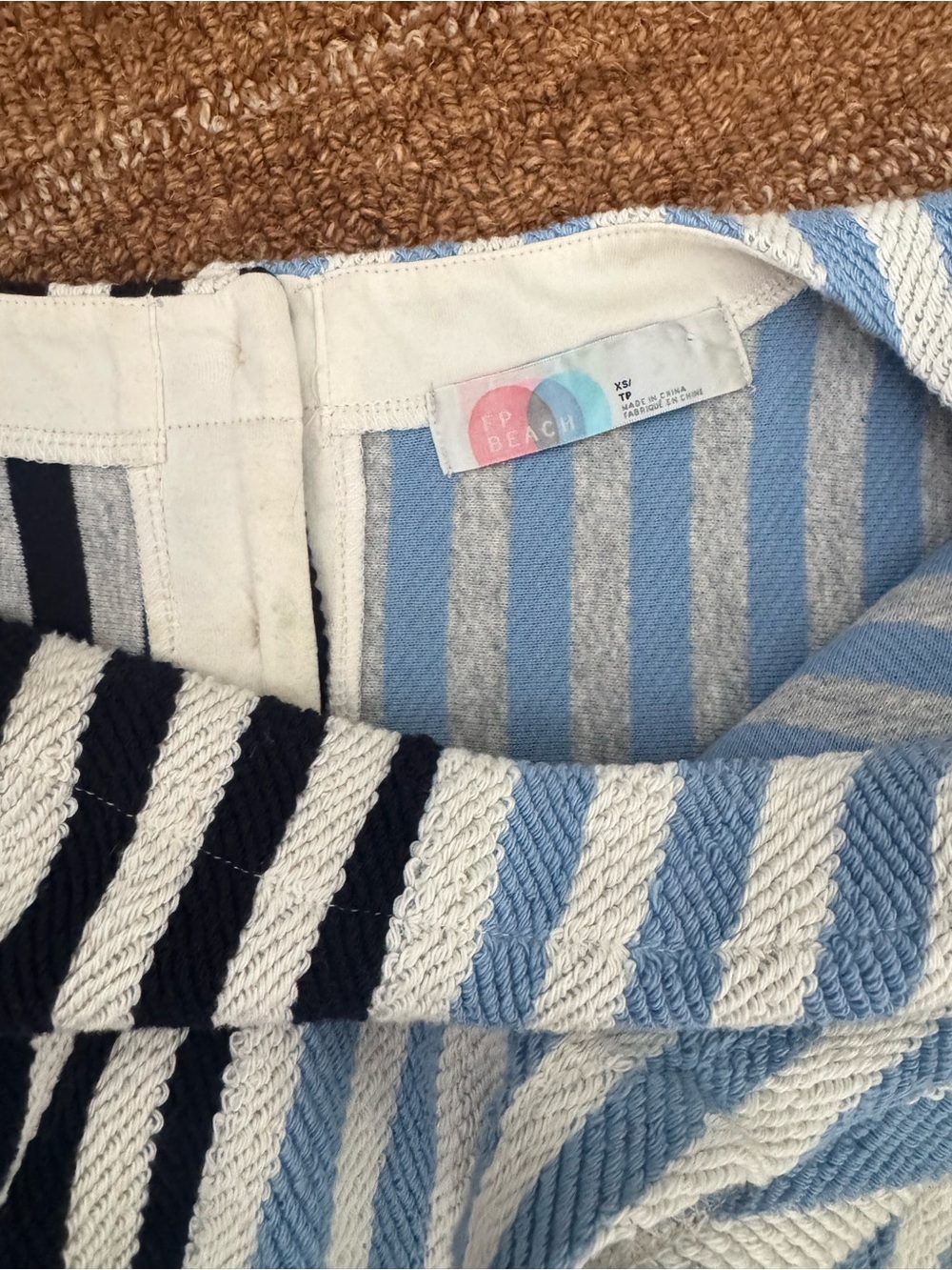 Free People Striped Short Sleeve Top in Light Blue, White & Navy